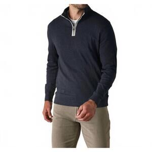NEW THE NORMAL BRAND puremeso weekend quarter zip pullover in navy